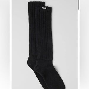 NWT ALO Unisex Scrunch Sock, Black, size L